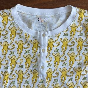 Roller Rabbit Yellow Monkey Henley Top Size Youth 14 Women’s XS